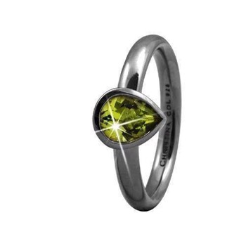 Christina Collect sort sølvring - Peridot Pearl